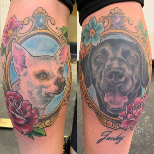 dog tattoos by Rob Foster at Cactus Tattoo in Mankato