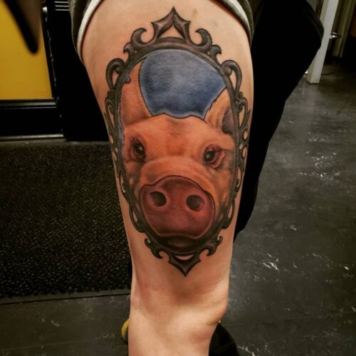 Pig tattoo by Karl Schneider 2