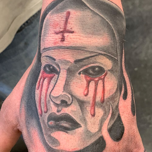 Atheist Nun Tattoo by Rob Foster at Cactus Tattoo in Mankato