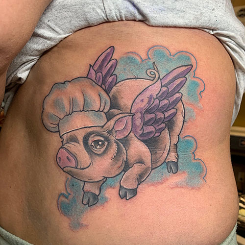 Flying Pig Tattoo by Rob Foster at Cactus Tattoo in Mankato