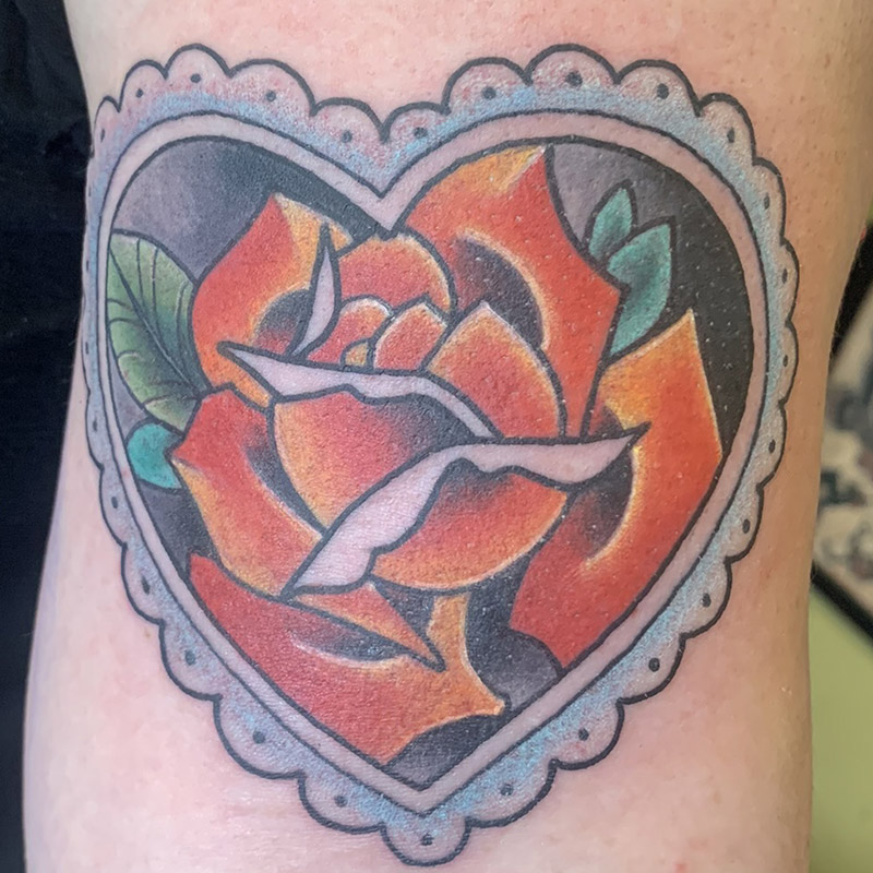 Rose tattoo by Rob Foster at Cactus Tattoo in Mankato MN